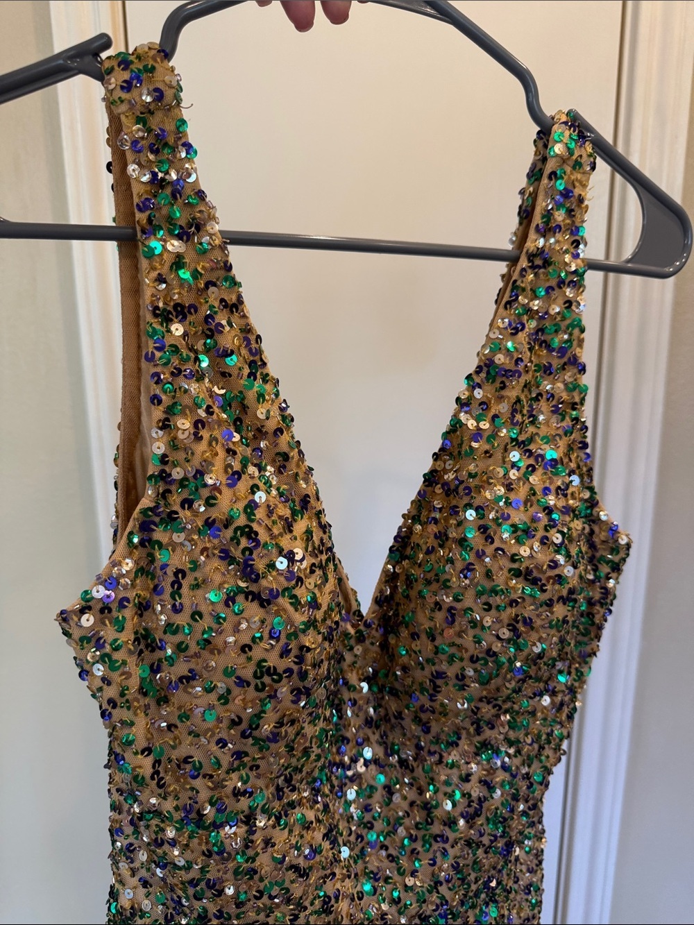 Ashley Lauren Sequin Romper Size 12 Gold Green Purple Pageant Party Festival - Picture 6 of 15